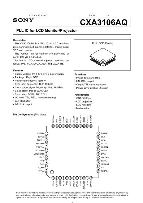 CXA3106AQ數(shù)據(jù)手冊(cè)封面