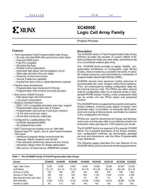 XC4000E数据手册封面