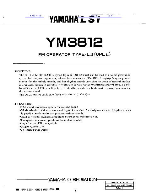 YM3812数据手册封面