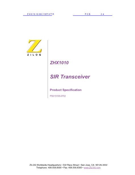 ZHX1010數(shù)據(jù)手冊(cè)封面