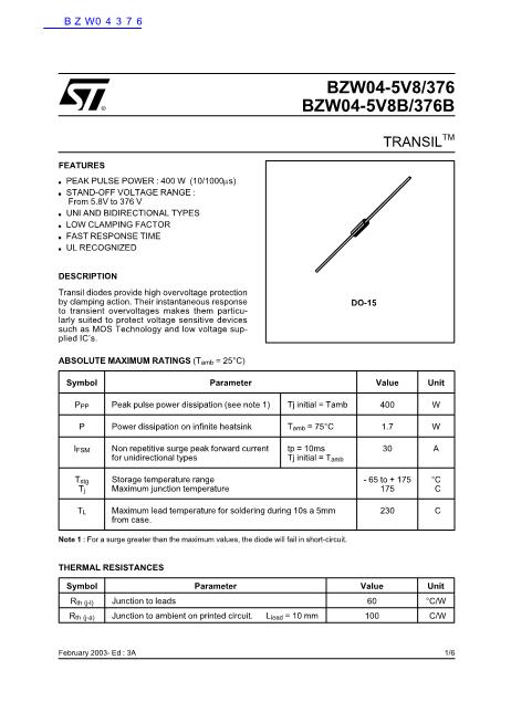 BZW04376數(shù)據(jù)手冊封面