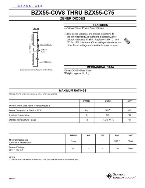 BZX55-C15數(shù)據手冊封面