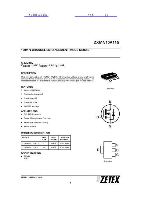 ZXMN10A11G数据手册封面