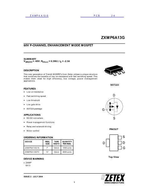 ZXMP6A13G数据手册封面