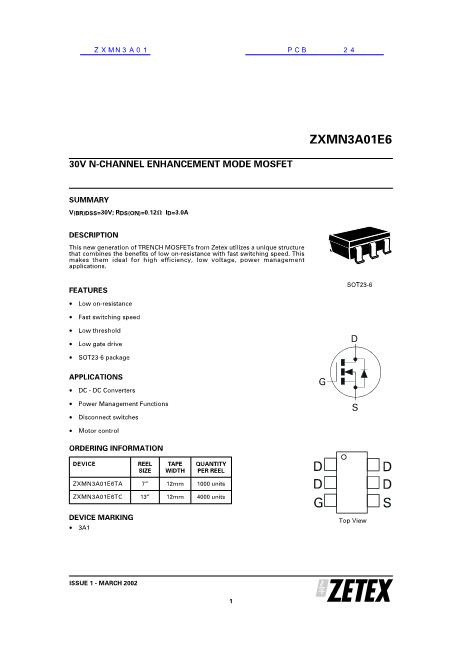 ZXMN3A01数据手册封面