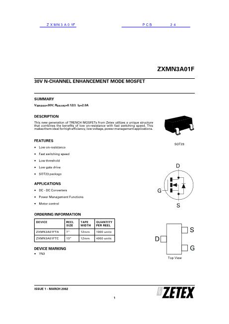 ZXMN3A01F数据手册封面