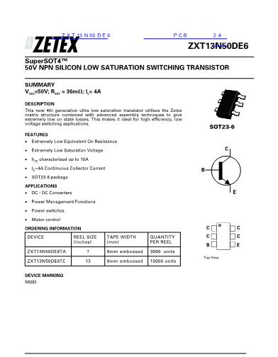 ZXT13N50DE6数据手册封面