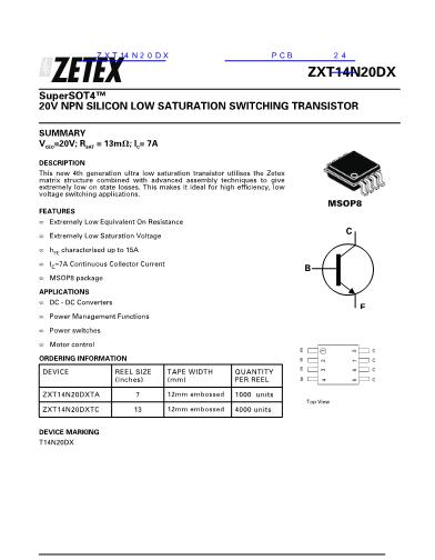 ZXT14N20DX数据手册封面