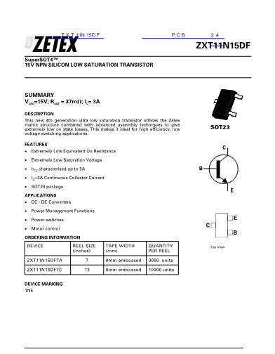 ZXT11N15DF数据手册封面