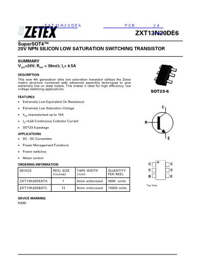 ZXT13N20DE6数据手册封面