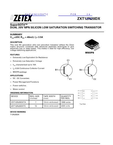 ZXT12N20DX数据手册封面