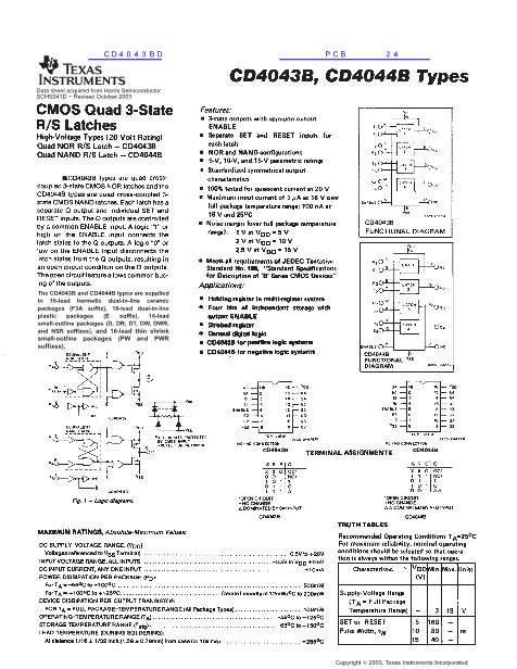 CD4043BD數(shù)據(jù)手冊封面