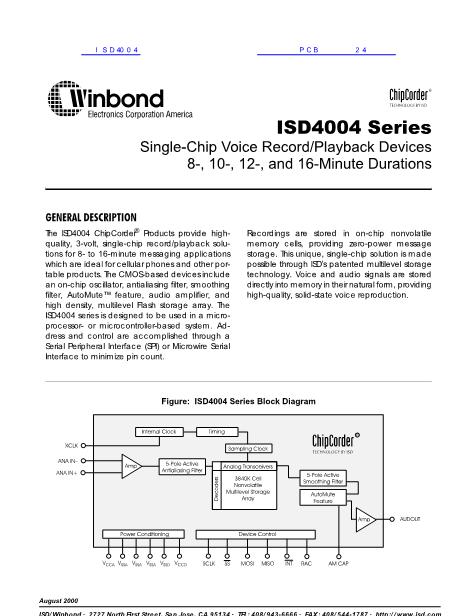 ISD4004数据手册封面
