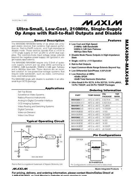 MAX4380数据手册封面