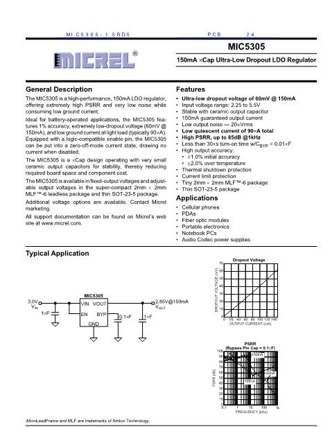 MIC5305-1.5BD5数据手册封面