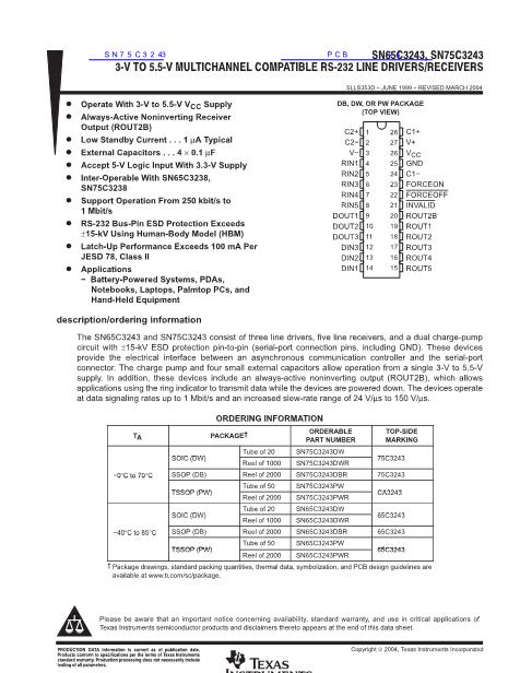 SN75C3243數(shù)據(jù)手冊封面