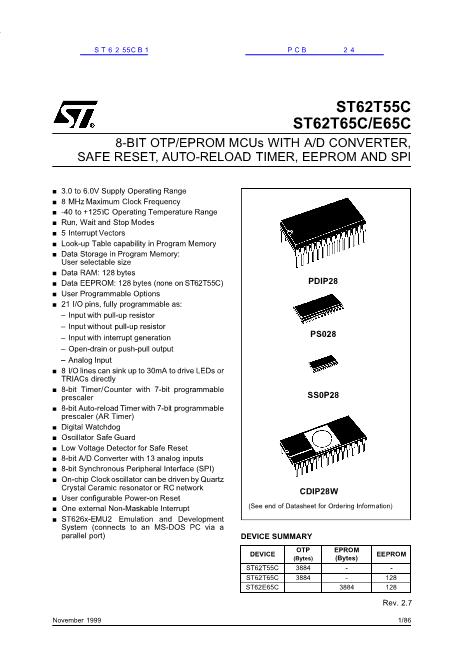 ST6255CB1數(shù)據(jù)手冊封面