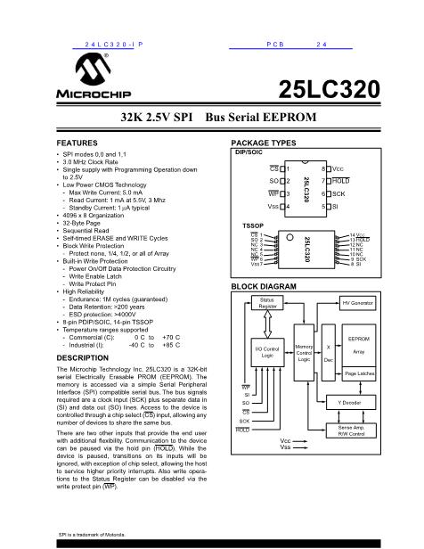 24LC320-IP数据手册封面