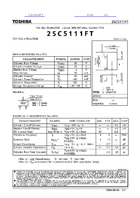2SC5111FT数据手册封面