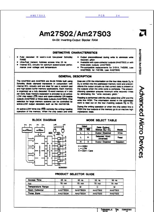 AM27S02數(shù)據(jù)手冊封面