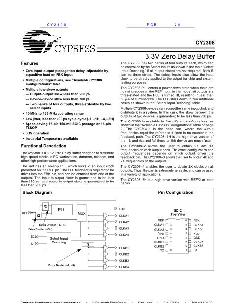 CY2308数据手册封面