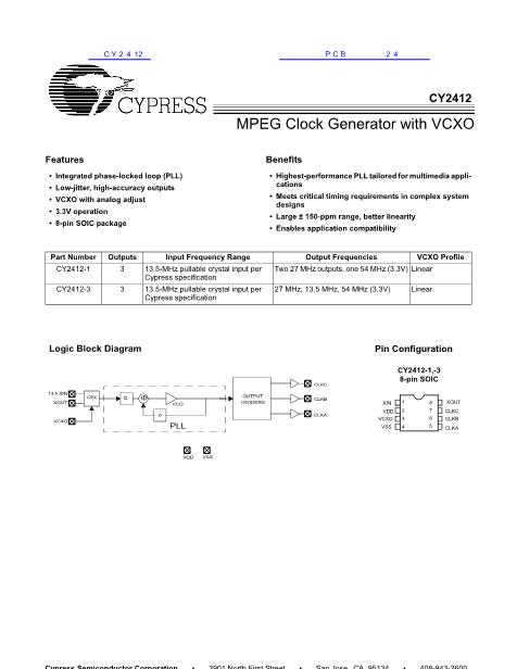 CY2412數(shù)據(jù)手冊(cè)封面