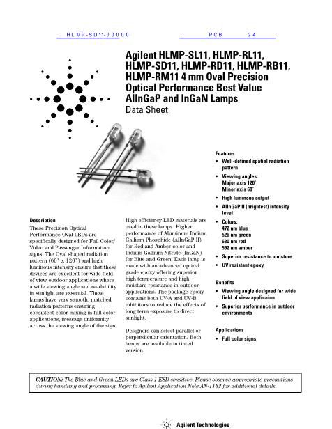 HLMP-SD11-J0000数据手册封面