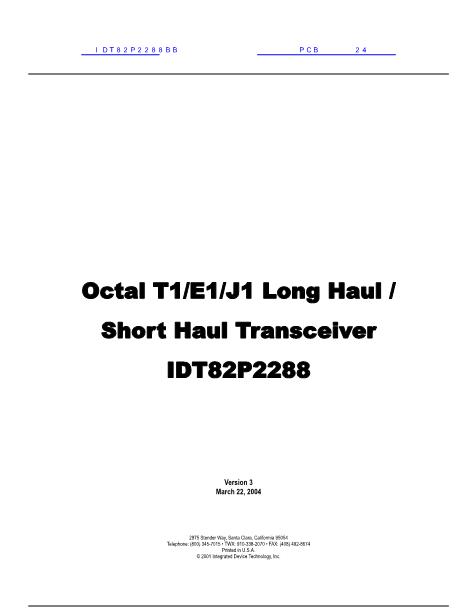 IDT82P2288BB數(shù)據(jù)手冊(cè)封面