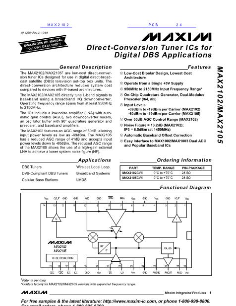 MAX2102数据手册封面