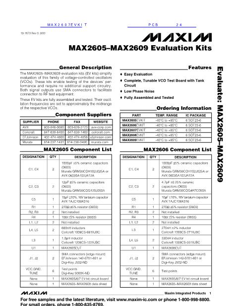 MAX2605数据手册封面