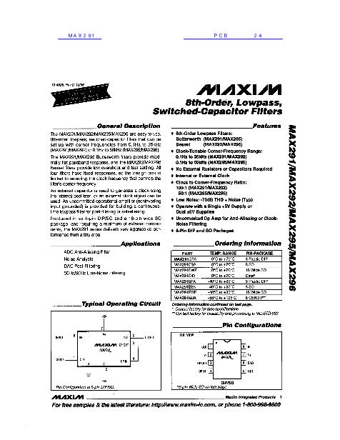 MAX291数据手册封面