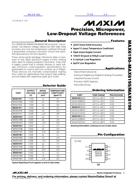 MAX6190数据手册封面