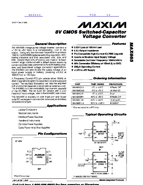 MAX665数据手册封面