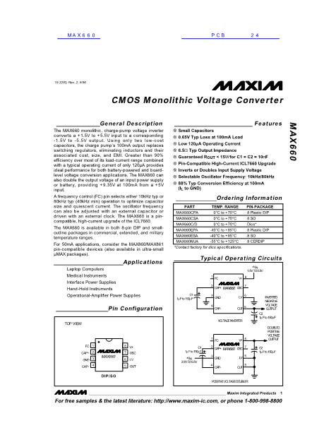 MAX660數(shù)據(jù)手冊(cè)封面