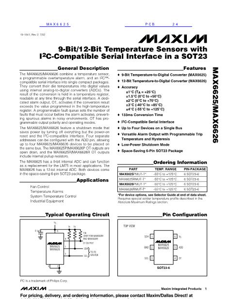 MAX6625数据手册封面