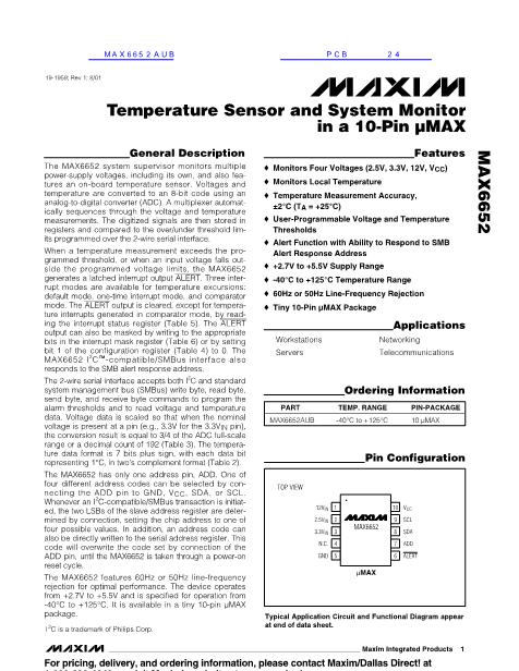 MAX6652數據手冊封面