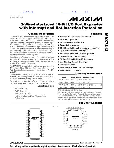 MAX7312数据手册封面