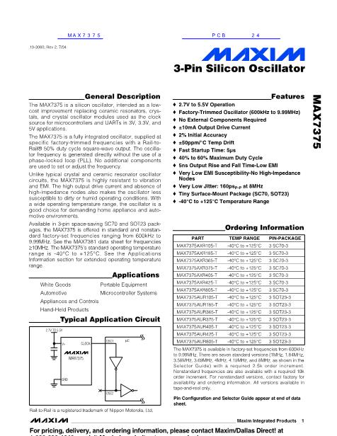 MAX7375數(shù)據(jù)手冊(cè)封面