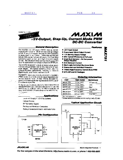 MAX751数据手册封面