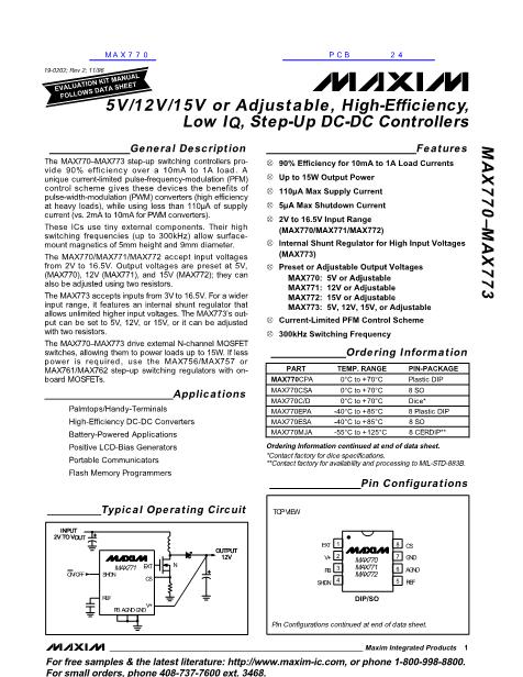 MAX770数据手册封面