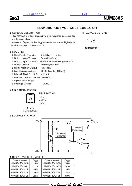 NJM2885DL1數(shù)據(jù)手冊封面
