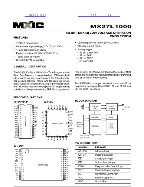 MX27L1000數(shù)據手冊封面
