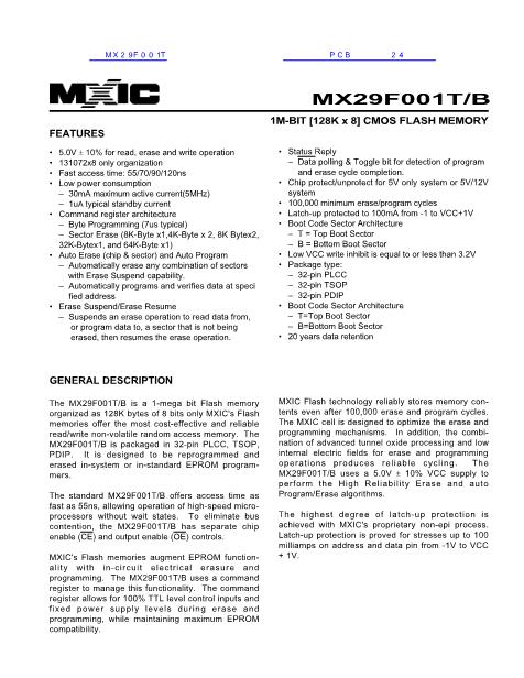MX29F001T数据手册封面