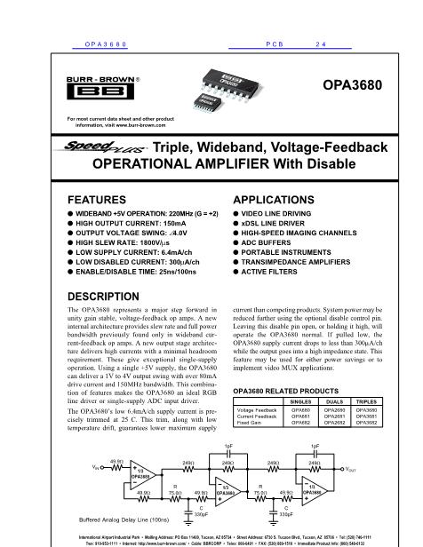 OPA3680數(shù)據(jù)手冊(cè)封面