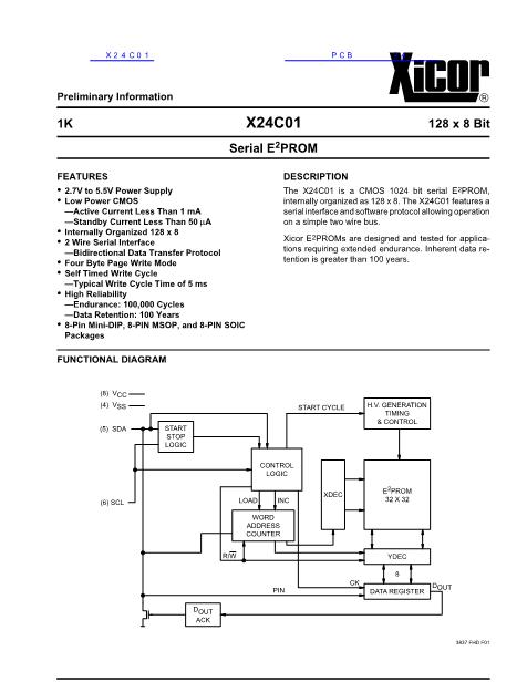 X24C01数据手册封面