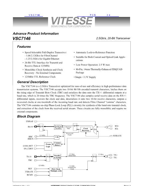 VSC7146数据手册封面