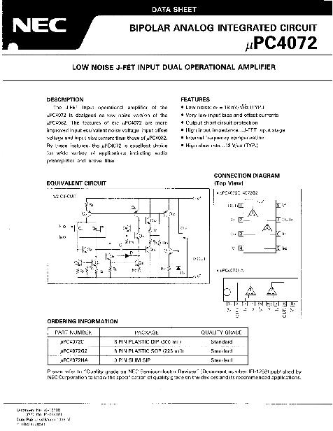 UPC4072G2數(shù)據(jù)手冊封面