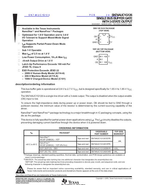 SN74AUC1G126數(shù)據手冊封面