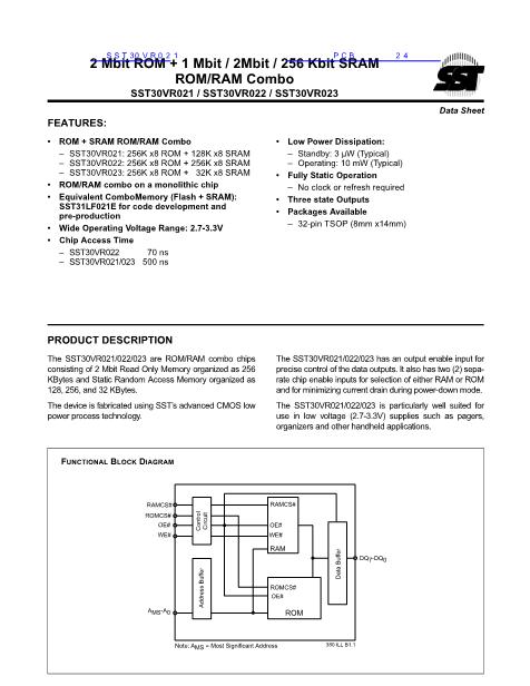 SST30VR021数据手册封面
