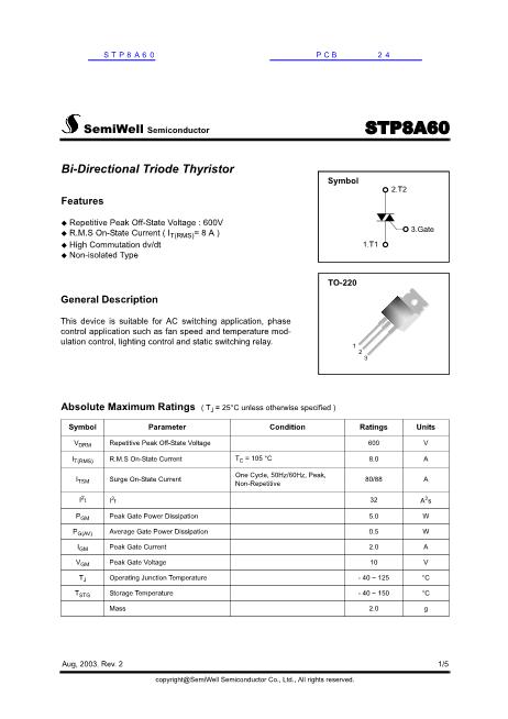 STP8A60数据手册封面
